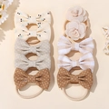 Set da 7 pezzi di fasce per neonati in cotone beige e kaki con fiocchi e fiori - Set Di 10 Pezzi Con Motivo A Pois Color Marrone Caffè.