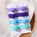 Set da 4 fasce elastiche in nylon per neonati con pompon colorati in viola, blu e menta - Gruppo Viola/Verde Menta (4E)