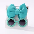 Ensemble bandeau à nœud bleu lagon et lunettes de soleil marguerite pour enfant - Bleu lac