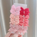 Set of 10 gradient pink and red grosgrain ribbon bow clips for girls on display card - Red Gradient Mix (10AP)