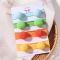 Bandeaux élastiques en nylon pour filles avec pompons doux en bleu, vert, orange et jaune - Groupe Bleu/Vert (4C)