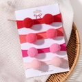 Set di fasce elastiche in nylon per neonati con pompon nei toni rosso e rosa - Gruppo Rosso/Rosa (4B)