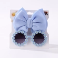 Light blue bow headband and matching daisy sunglasses set for toddlers - Light Blue