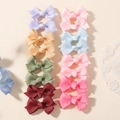 Set of 12 colorful grosgrain ribbon hair bows for girls in pastel macaron shades - 16C(16C)