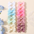 Grosgrain ribbon bow hair clips set for kids in multiple pastel colors like pink and blue - 16b (16 Pieces Per Pack)