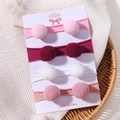 Set di 4 fasce elastiche in nylon per neonati con morbidi pompon in rosa e bianco - Gruppo Rosa/Bianco (4D)