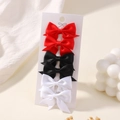 Set de 6 mini horquillas de lazo para bebés en cinta de satén rojo, negro y blanco - Estilo Rojo/Negro/Blanco (6G)