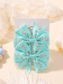 Lot de deux barrettes à cheveux à nœud floral vert menthe avec bord en dentelle blanche - Vert Menthe Dentelle Florale (FJ039-2A-9)