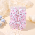 Lot de deux barrettes à nœuds blancs motifs fleurs de marguerite pour petites filles - Blanc Dentelle Florale (FJ039-2A-6)