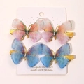 Set mit 4 bunten, halbtransparenten Schmetterlings-Haarspangen mit Glitzer und Strass - Rosa Orange/Blau Lila Mix (FJ4323-4C)
