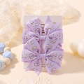 Ensemble de barrettes à fleurs violettes avec dentelle pour filles sur carte - Violet Dentelle Florale (FJ039-2A-8)