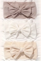 Lot de 3 bandeaux bébé à nœuds en tissu côtelé élastique beige, blanc et marron - Brun Clair Blanc Beige (3N)