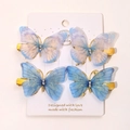 Juego de cuatro pinzas para el cabello de mariposa de tul degradado azul y violeta - Degradado Azul Púrpura (FJ4323-4F)