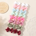 18-piece set of solid color grosgrain ribbon bow hair clips for girls in pastel colors - 16D(16D)