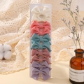 Set of 10 handmade waffle fabric bow hair clips for girls in 5 soft macaron colors - Korean Warm Palette (10Bo)