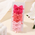 6-piece set of pink grosgrain ribbon swallowtail hair bows for girls on display card - Rose Pink Gradient Mix (6D)
