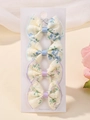 Nahaufnahme eines 4er-Sets Blumen-Spitzenschleifen-Haarspangen für Kinder auf Papierkarte - 4 Stück (4c) / Blau Violette Florale Schleifen (4c)