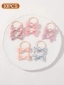 5-piece baby hair tie set featuring ten colorful floral and lace bows for girls - Pink Floral Lace (set Of 10)