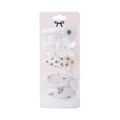Lot de 5 barrettes à fleurs en dentelle blanche et tissu avec broderies élégantes - Combinaison de 5 Pièces (5C2) / 5 Pièces