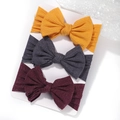 Set di tre fasce per neonati con fiocco in giallo, grigio e bordeaux, maglia a coste - Zenzero-Grigio Scuro-Rosso Vino (3X) / Set di 3 pezzi