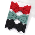 Set di 3 fasce per capelli neonata con fiocchi in rosso, verde e nero, tessuto a coste - Rosso-Grigio Verde-Nero (3AC) / Set di 3 pezzi