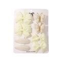 8-teiliges Set Haarspangen für Kinder in Creme mit Schleifen aus Satin und Strickstoff - Gebrochenes Weiß