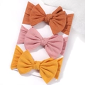 Set di 3 fasce per neonati in maglia a costine morbida con fiocchi in corallo e rosa - Caramello-Rosa-Zenzero (3AD) / Set di 3 pezzi