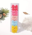 Set of 10 colorful grosgrain ribbon swallowtail hair bows for girls on display card - Vibrant Five Color Mix (10J)