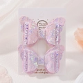 Barrettes papillon en dentelle rose à paillettes pour enfants sur carte support - Rose Clair