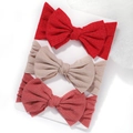 Baby bow headband set in red, beige and pink with soft elastic ribbed knit fabric - True Red + Beige + Dusty Rose (FD3571-3AF)