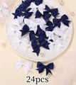 Lot de 24 barrettes à cheveux en satin bleu marine et blanc pour bébés filles - Marine Blanc (24B)