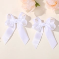 Lot de deux nœuds en ruban de polyester blanc avec de longs rubans élégants pour fille - Blanc