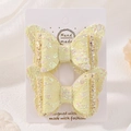 Ensemble de deux barrettes papillon jaune clair avec paillettes et dentelle pour filles - Light jaune