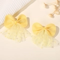Set de dos pinzas amarillas con lentejuelas y malla de lunares para niñas y niños - Pinza para el Cabello con Lazo de Malla (5856601309423) / Amarillo