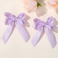 Paire de nœuds papillon violet clair avec longs rubans pour pinces à cheveux - Mauve Clair