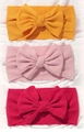 Lot de 3 bandeaux pour bébé avec grands nœuds en jaune, rose et rouge rose - Jaune Vif Rose Pâle Rouge Rose Foncé (3M)