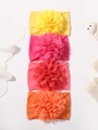 Lot de quatre bandeaux en nylon avec fleurs en mousseline pour bébés aux tons vifs - 4E