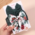 Juego de dos pinzas para el cabello con lazo de encaje verde oscuro y motivo floral blanco - Encaje Verde Oscuro y Floral Rojo