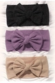 Lot de trois bandeaux pour bébé avec nœuds élastiques doux en noir, violet et beige - Noir Violet Beige (3L)