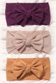 Lot de 3 bandeaux bébé avec nœuds en tissu côtelé violet foncé, beige et marron clair - Violet Foncé Beige Café Clair (3R)