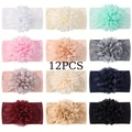 Set di 12 fasce per fiori in chiffon con fasce elastiche in nylon per neonati - Stile Multicolore 12C