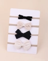 Set di fasce per neonati con fiocchi in velluto nero e pizzo beige per bambini - Stile Serie Nero E Beige (FD2449-4B)