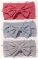 Lot de 3 bandeaux bébé avec nœuds en tissu côtelé doux, couleurs rose, bleu et gris - Rose Vintage Bleu Clair Frais Gris Clair Neutre (3o)