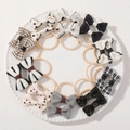 20-piece baby hair bow ties set in assorted patterns like polka dots and vintage plaids - Black White Plaid Polka Dot Style