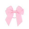 Handmade pink grosgrain ribbon double bow hair tie with elastic band for girls - Pink