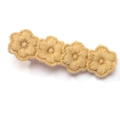 Handgefertigte gestrickte Gänseblümchen-Haarklammer in Gelb mit Häkelblumen-Stickerei-Design - Vier Blumen (5961355312908)
