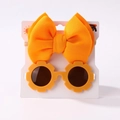 Set mit orangem Haarreif und Sonnenblume Sonnenbrille für Kinder Sommer Accessoires - Orange