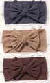 Trois bandeaux souples et élastiques pour bébé avec grands nœuds en gris, kaki et brun - Gris Foncé Kaki Brun (3J)
