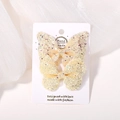 Fermagli per capelli a farfalla color oro champagne con paillettes per bambini - 2A-24