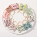 10-piece baby bow hair tie set in pastel macaron colors with floral and polka dot patterns - Green Floral Lace (set Of 20)